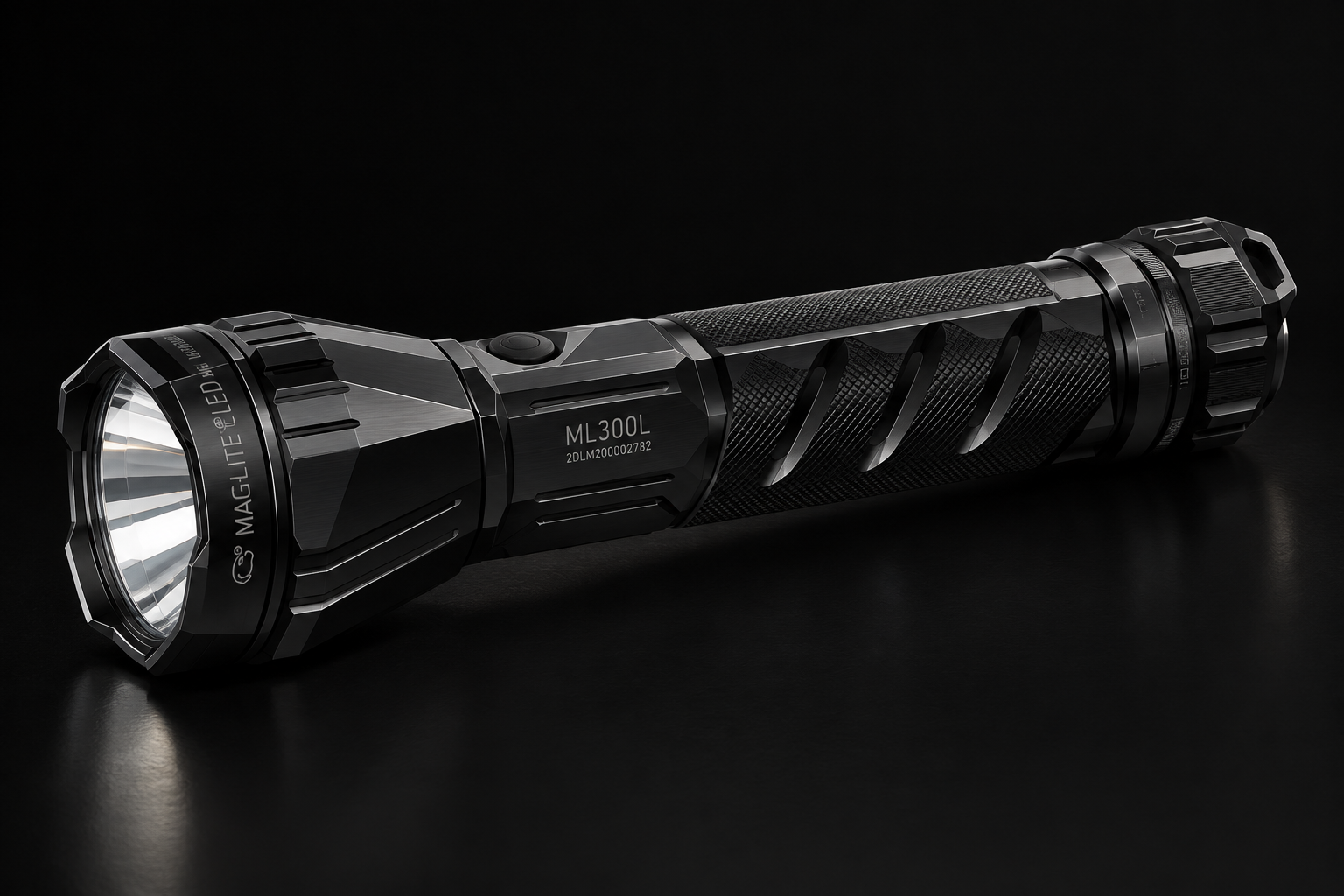 Maglite ML300L redesigned with aggressive faceted body, added grip textures and sharp angles